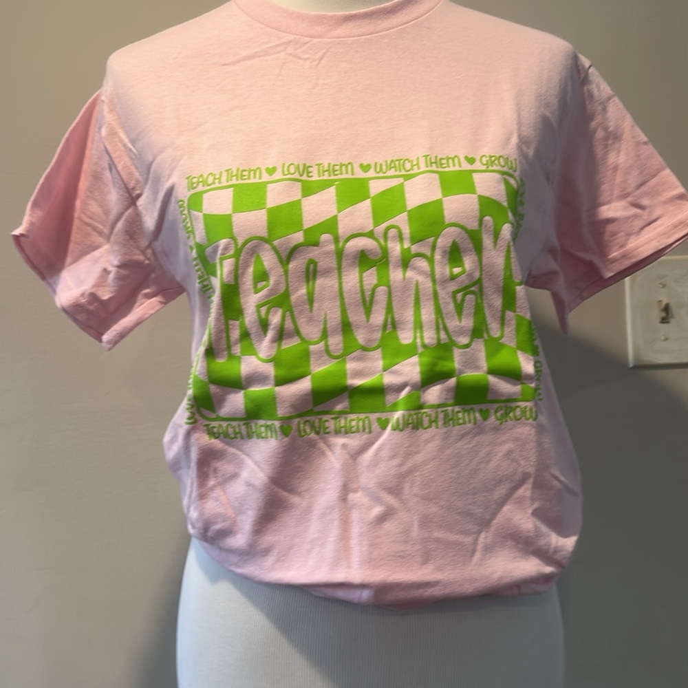 Gildan Green and White Teacher Tee